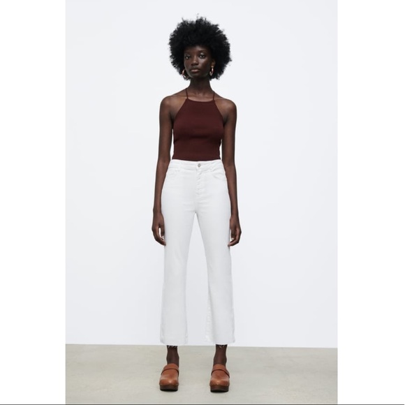 Zara / High Rise Mini Flare Jeans White Size 2 - Picture 3 of 4